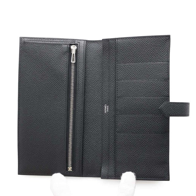 HERMES BEARN SOUFFLE WALLET WITH GUSSET MONOCHROME SO BLACK EPSOM BLACK HARDWARE