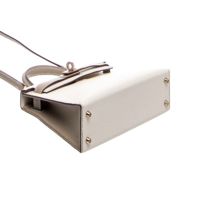 HERMES MINI KELLY 20 SELLIER HSS PERSONAL ORDER GRIS TOURTERELLE NATA CHEVRE MYSORE PERMABRASS GOLD HARDWARE