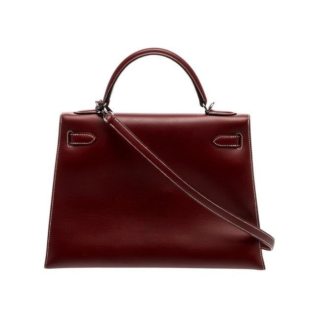 HERMES KELLY 32 SELLIER ROUGE H CHAMONIX SILVER HARDWARE