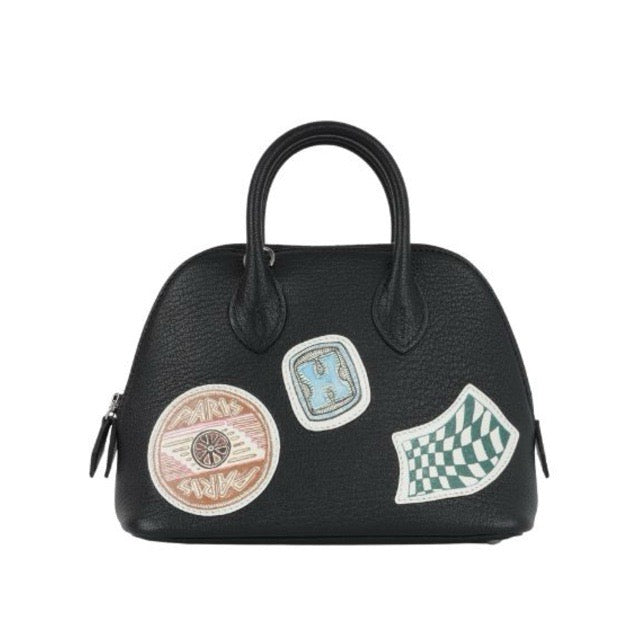 HERMES MINI BOLIDE 1923 PIQUE COLLECTIOIN BLACK CHEVRE SILVER HARDWARE