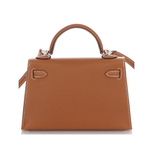 HERMES KELLY MINI 2 SELLIER 20 GOLD EPSOM SILVER HARDWARE