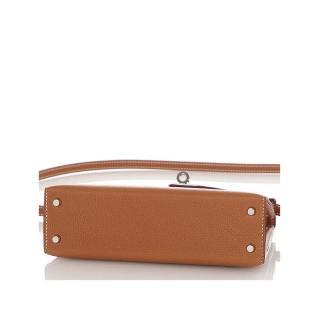 HERMES KELLY MINI 2 SELLIER 20 GOLD EPSOM SILVER HARDWARE