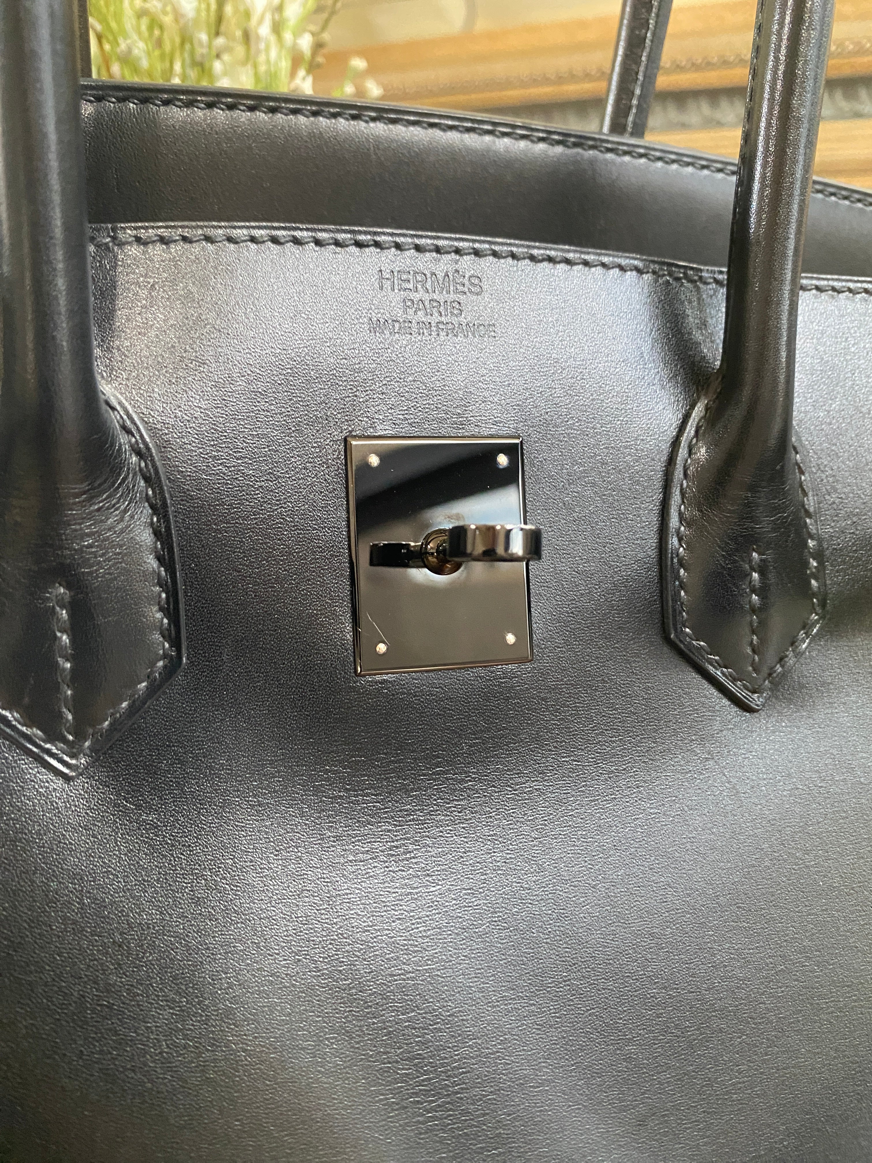 HERMES BIRKIN 35 SO-BLACK BOX CALFSKIN BLACK HARDWARE