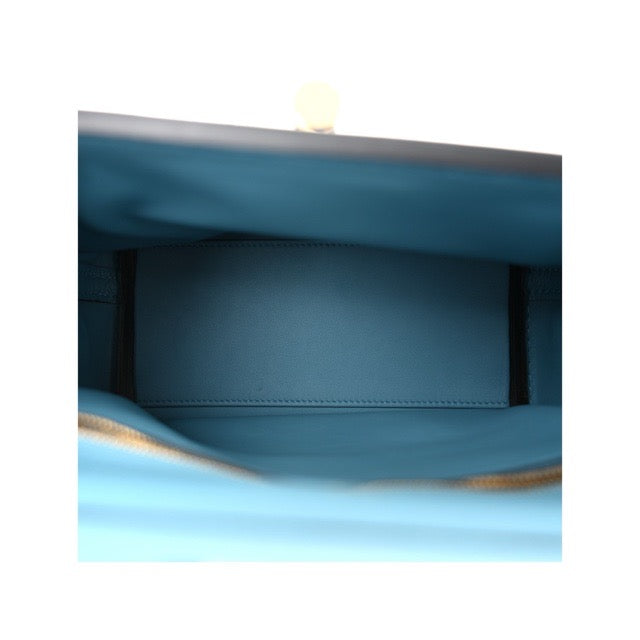 HERMES MINI 24/24 21 VAN QUATRE NEW BLEU JEAN EVERCOLOR SWIFT GOLD HARDWARE