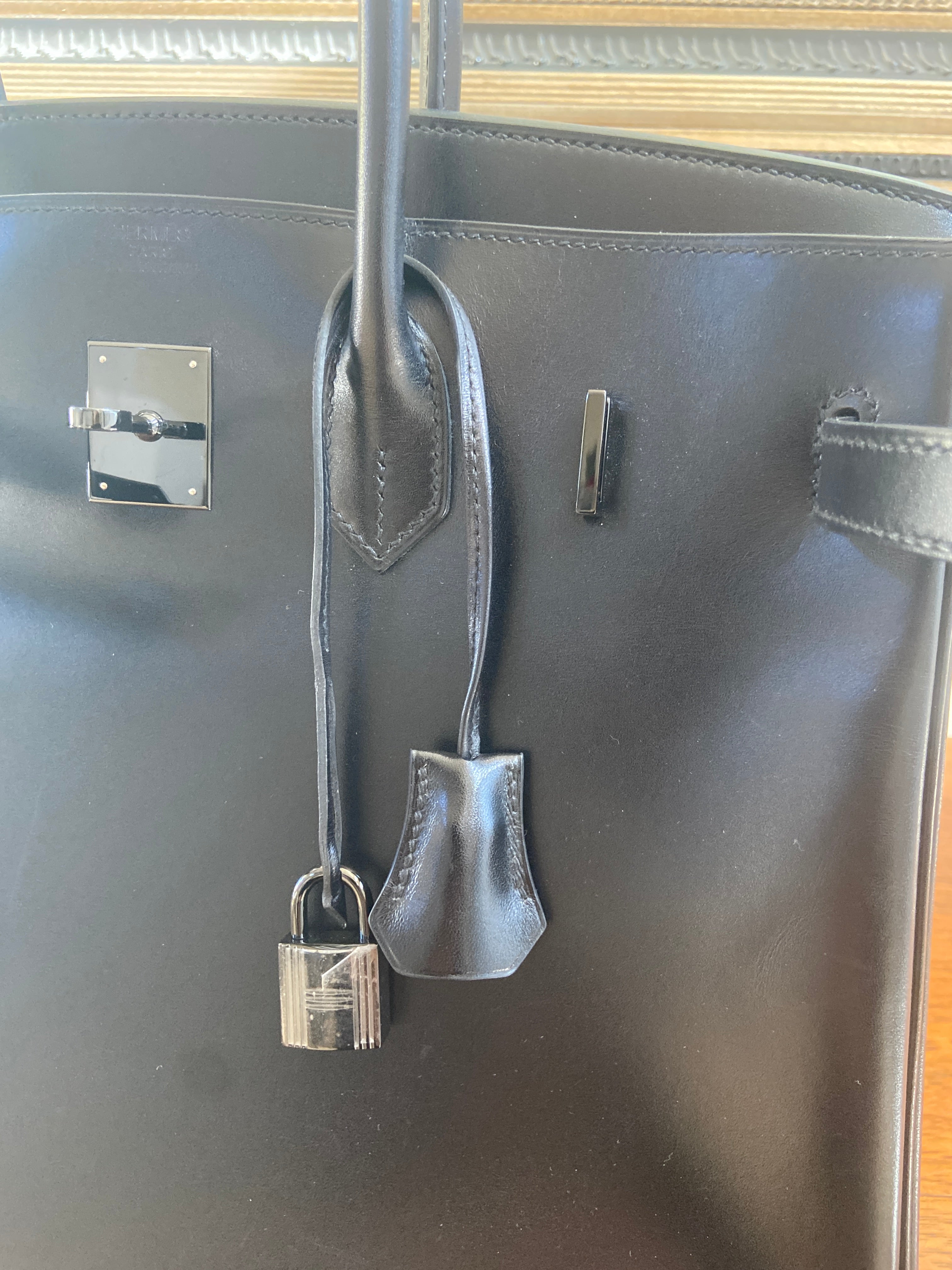 HERMES BIRKIN 35 SO-BLACK BOX CALFSKIN BLACK HARDWARE