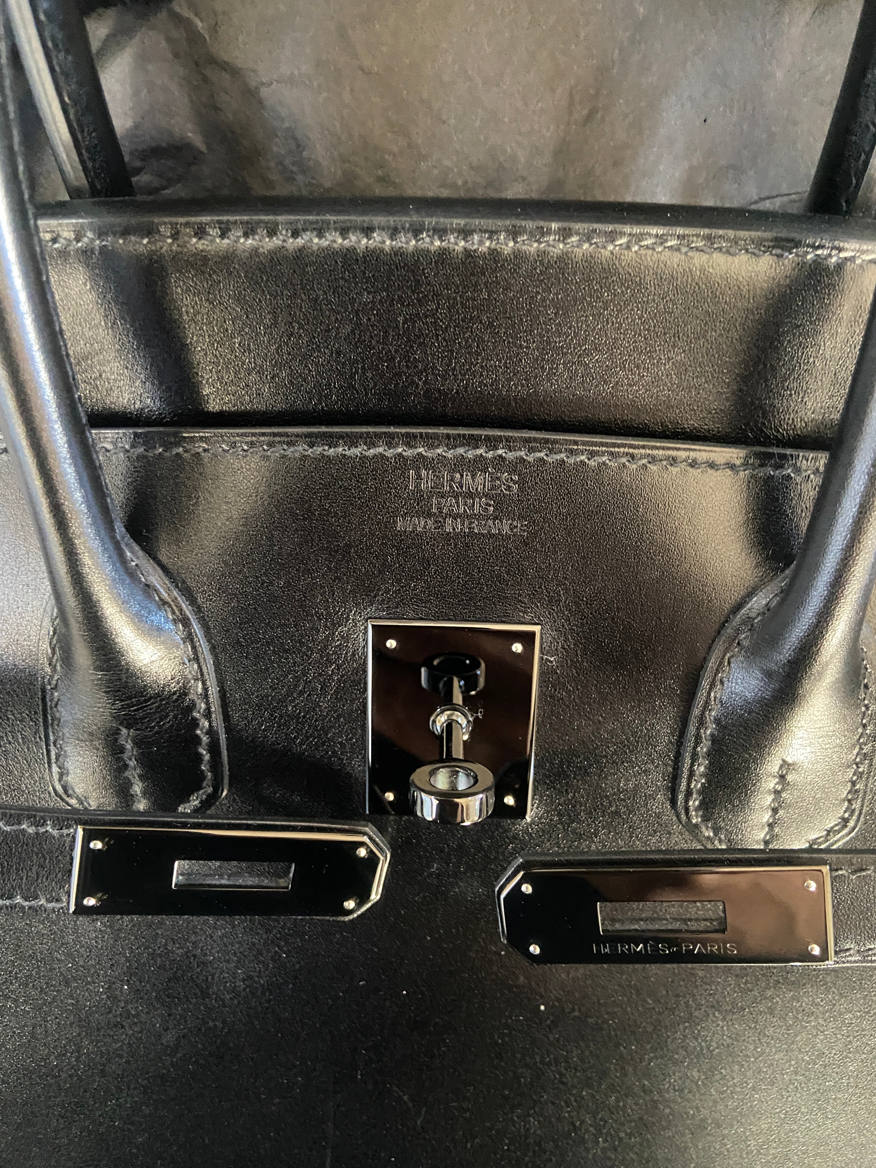 HERMES BIRKIN 35 SO-BLACK BOX CALFSKIN BLACK HARDWARE