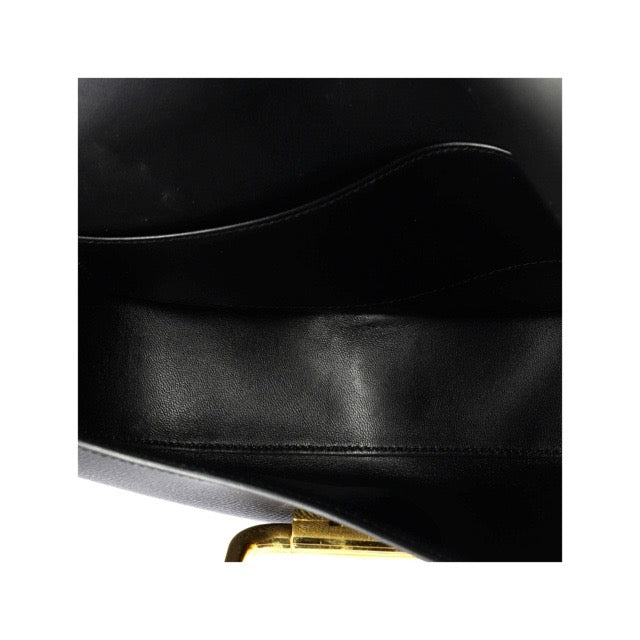 HERMES DELLA CAVALLERIA ELAN SHOULDER BAG BLACK EPSOM GOLD HARDWARE