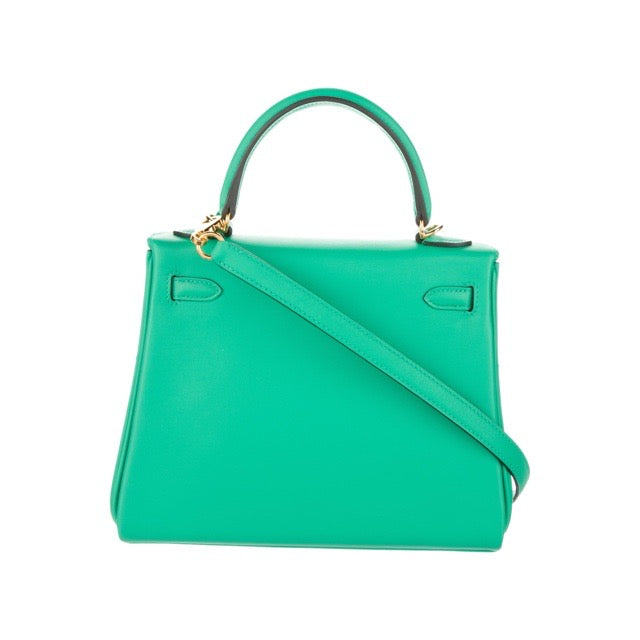 HERMES KELLY RETOURNE 25 MENTHE SWIFT GOLD HARDWARE