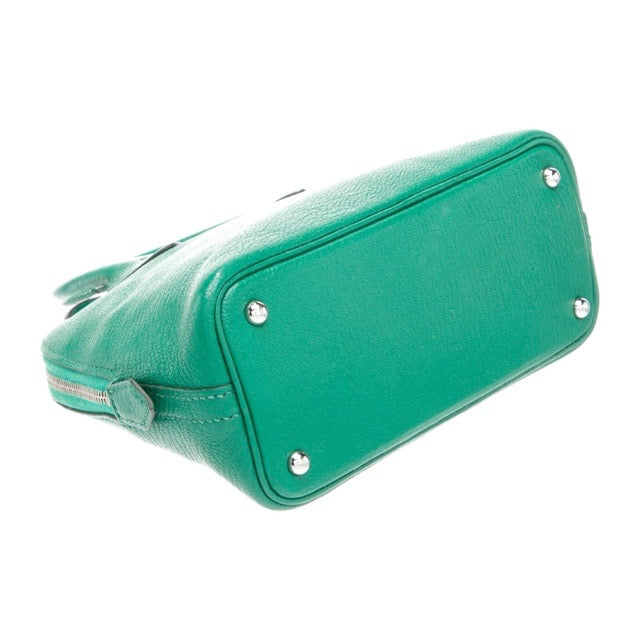 HERMES MINI BOLIDE 1923 VERT VERTIGO CHEVRE MYSORE SILVER HARDWARE