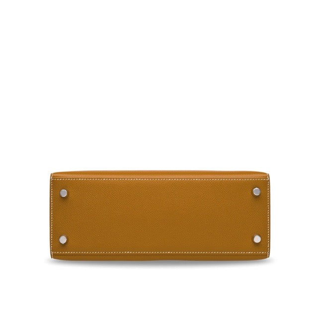 HERMES KELLY 25 SELLIER GOLD EPSOM SILVER HARDWARE
