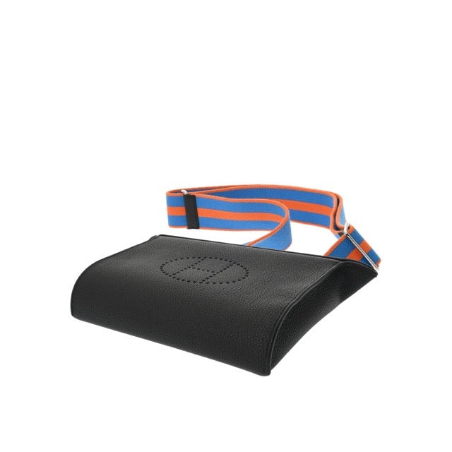 HERMES VIDEPOCHES MEN'S SHOULDER BAG BLACK ORANGE MINIUM BLEU HYDRA TOGO SILVER HARDWARE