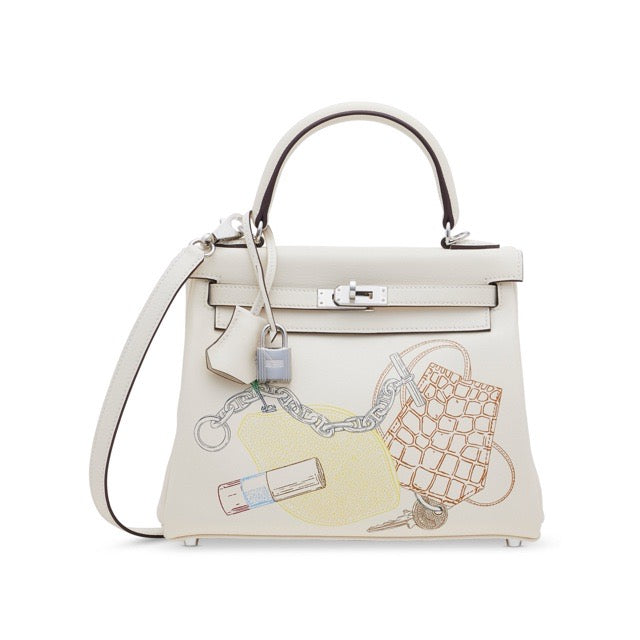 HERMES LIMITED EDITION KELLY 25 RETOURNE IN & OUT NATA SWIFT SILVER HARDWARE
