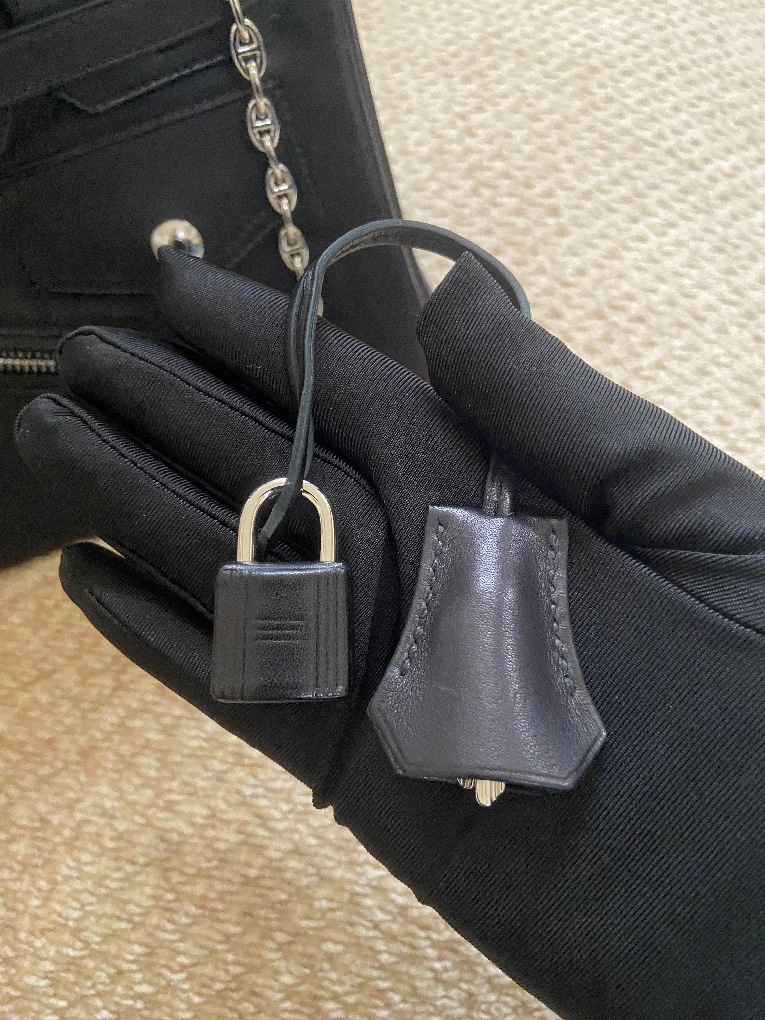 HERMES BIRKIN ROCK 25 LIMITED EDITION BLACK VOLUPTO SILVER HARDWARE