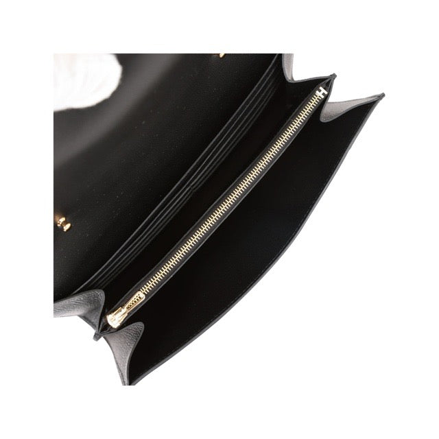 HERMES CONSTANCE WALLET TO GO LONG WALLET BLACK EPSOM GOLD HARDWARE