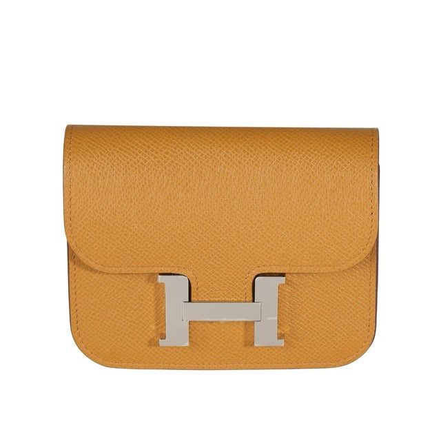 HERMES CONSTANCE SLIM WALLET SESAME EPSOM SILVER HARDWARE