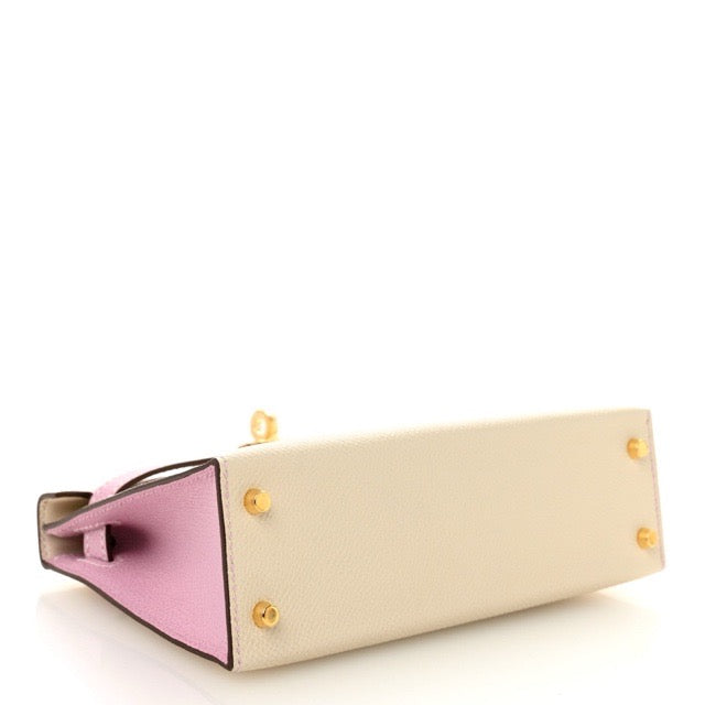 エルメス ミニケリー ケリーミニ2 ミニドゥ 外縫い スペシャルオーダー バイカラー クレ モーヴシルベストル エプソン ゴールド金具 パーソナルオーダー ホースシュー HERMES KELLY MINI 2 SELLIER 20 CRAIE MAUVE SYLVESTRE EPSOM GOLD HARDWARE HSS【中古】