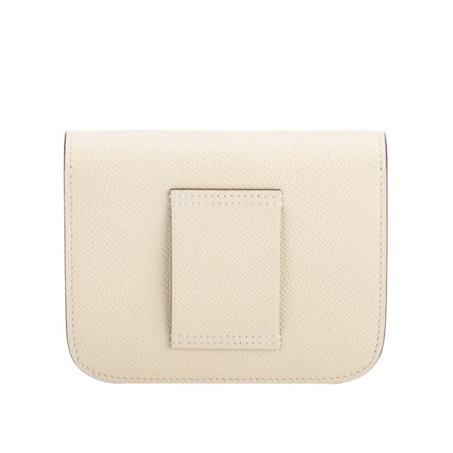 HERMES CONSTANCE SLIM WALLET CRAIE EPSOM LIME YELLOW SILVER HARDWARE