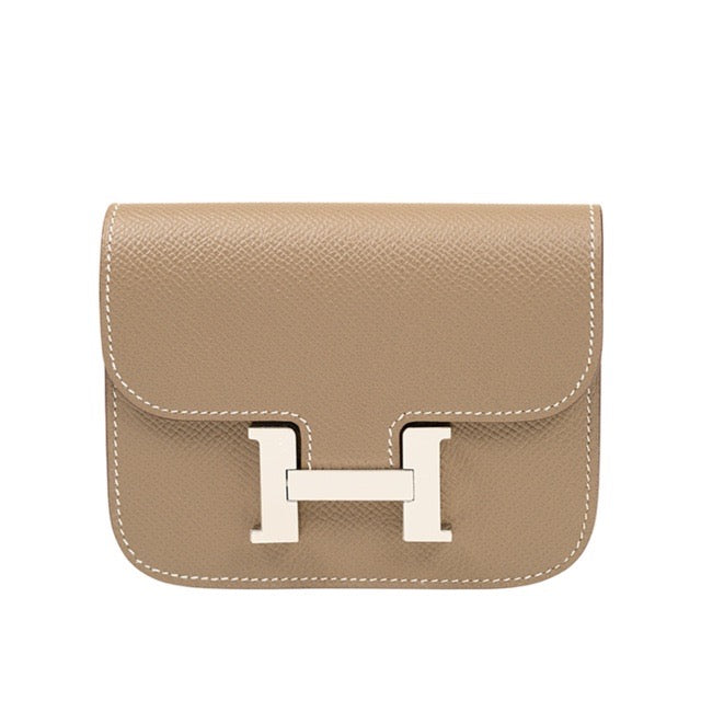 HERMES CONSTANCE SLIM WALLET ETOUPE EPSOM SILVER HARDWARE