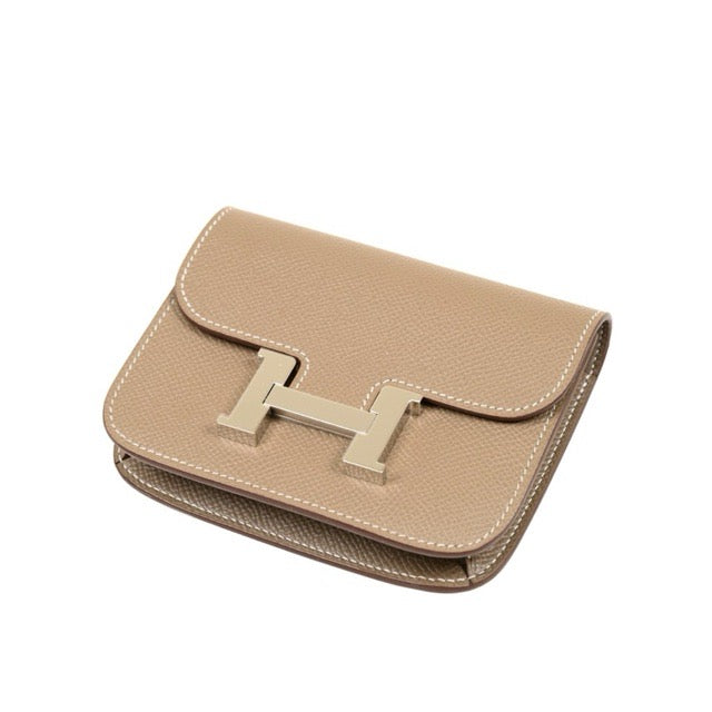 HERMES CONSTANCE SLIM WALLET ETOUPE EPSOM SILVER HARDWARE