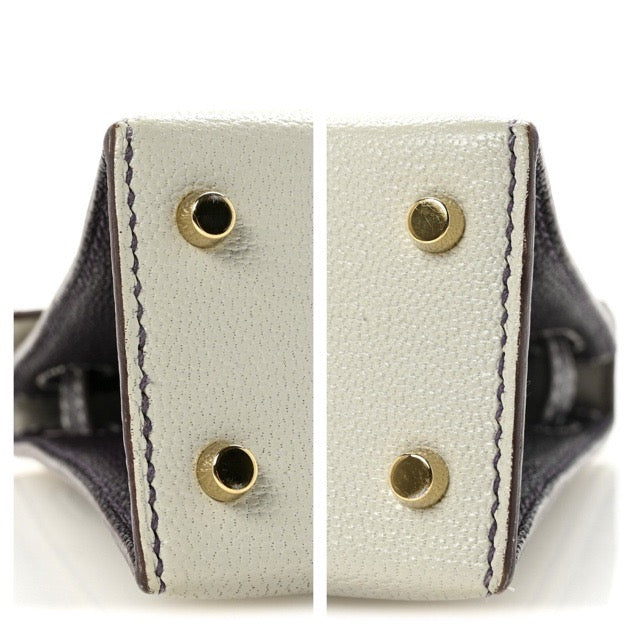 エルメス ミニケリー ケリーミニ2 ミニドゥ 外縫い スペシャルオーダー バイカラー パールグレー レザン シェーブル パーマブラス シャンパンゴールド金具 パーソナル HERMES KELLY MINI 2 SELLIER 20 GRIS PERLE RAISIN CHEVRE PERMABRASS GOLD HARDWARE HSS【中古】