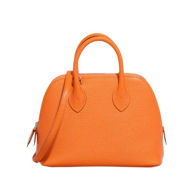 HERMES MINI BOLIDE 1923 ORANGE MINIUM CHEVRE MYSORE SILVER HARDWARE
