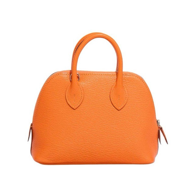 HERMES MINI BOLIDE 1923 ORANGE MINIUM CHEVRE MYSORE SILVER HARDWARE