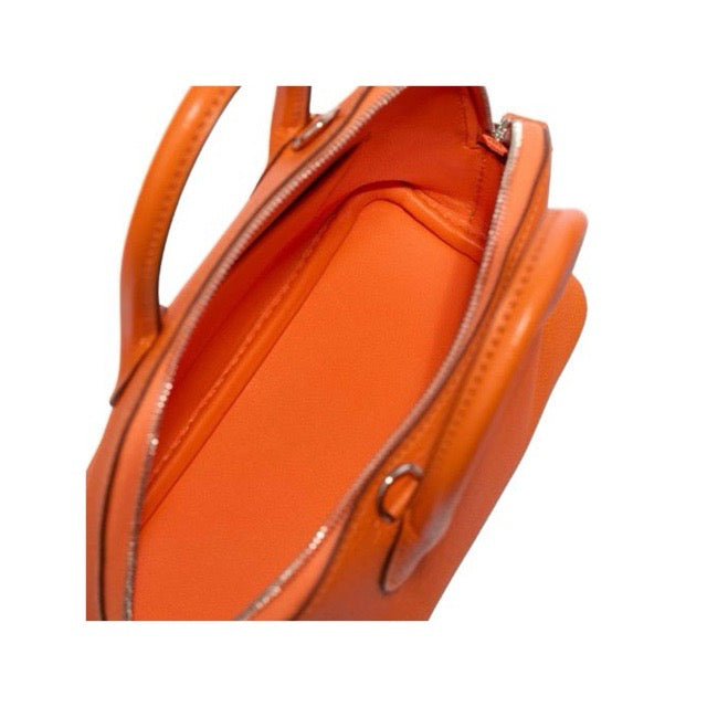 HERMES MINI BOLIDE 1923 ORANGE MINIUM CHEVRE MYSORE SILVER HARDWARE