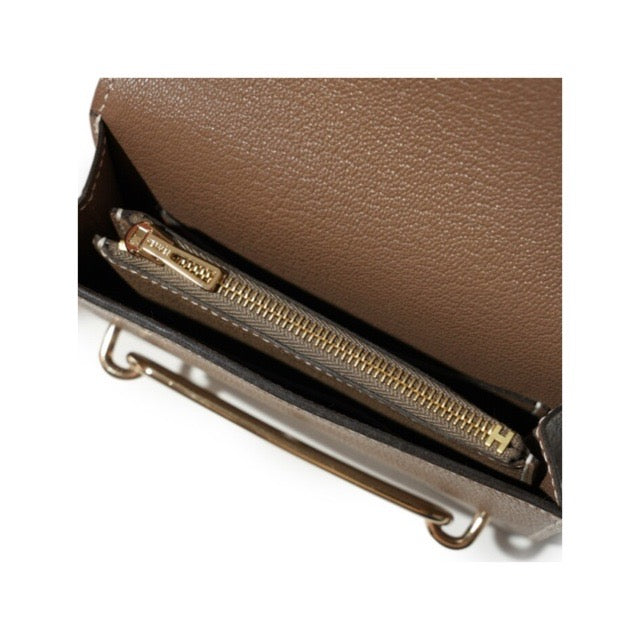 エルメス ロウリス ルリ スリム ウォレット エトゥープ シェーブル パーマブラス シャンパンゴールド金具 折り財布 HERMES ROULIS SLIM WALLET ETOUPE CHEVRE PERMABRASS GOLD HARDWARE