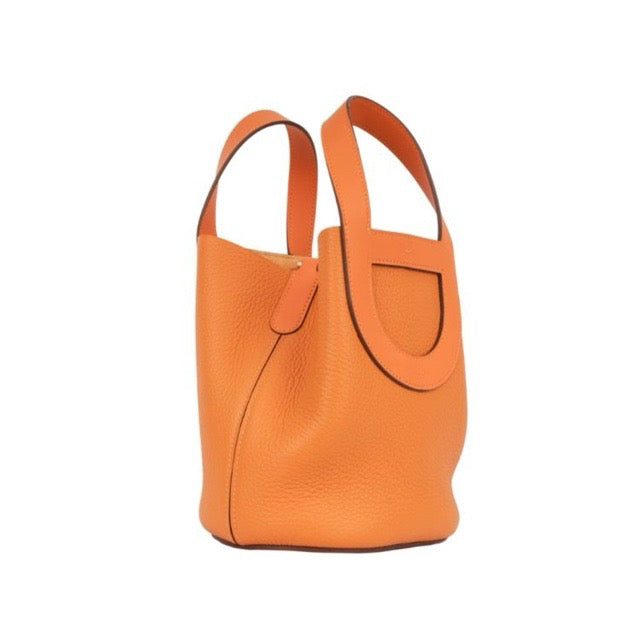 HERMES IN-THE-LOOP 18 ORANGE TAURILLON CLEMENCE SWIFT SILVER