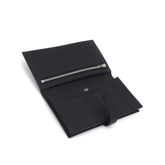 エルメス ベアンスフレ ベアンロングウォレット ブラック シェーブル シルバー金具 長財布 HERMES BEARN GUSSET WALLET BLACK CHEVRE SILVER HARDWARE【中古】