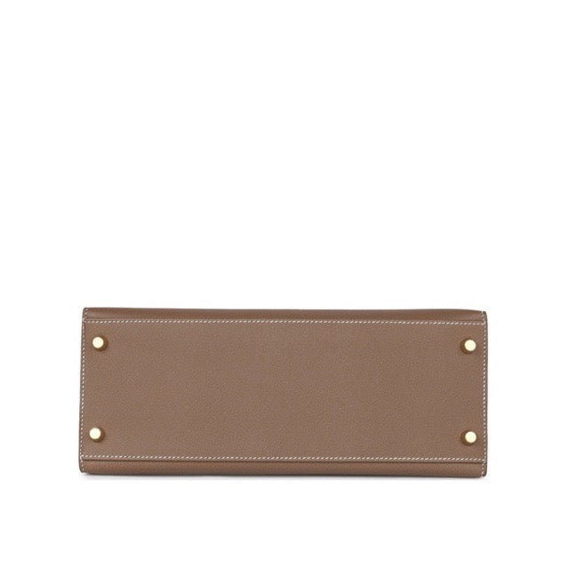 HERMES KELLY 28 SELLIER ETOUPE EPSOM GOLD HARDWARE