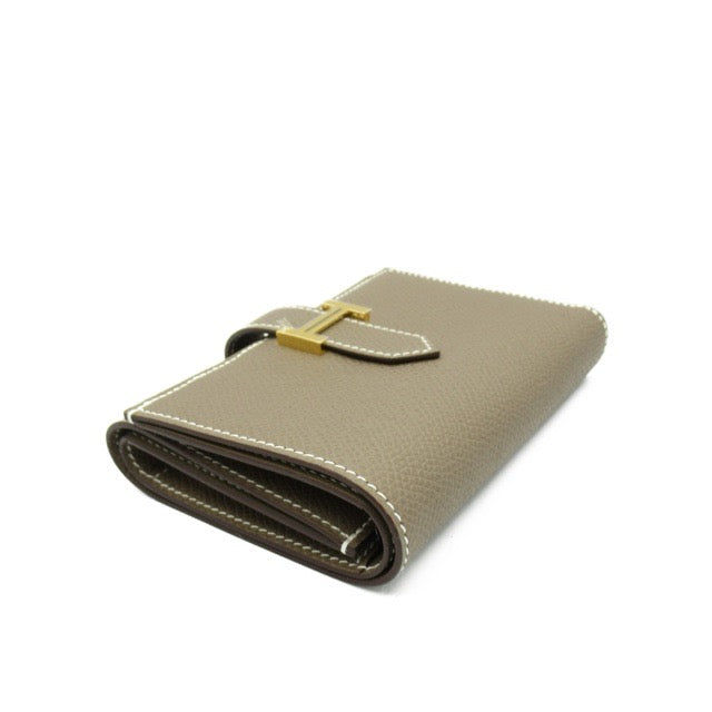 HERMES BEARN COMBINE TRI-FOLD WALLET ETOUPE EPSOM GOLD HARDWARE