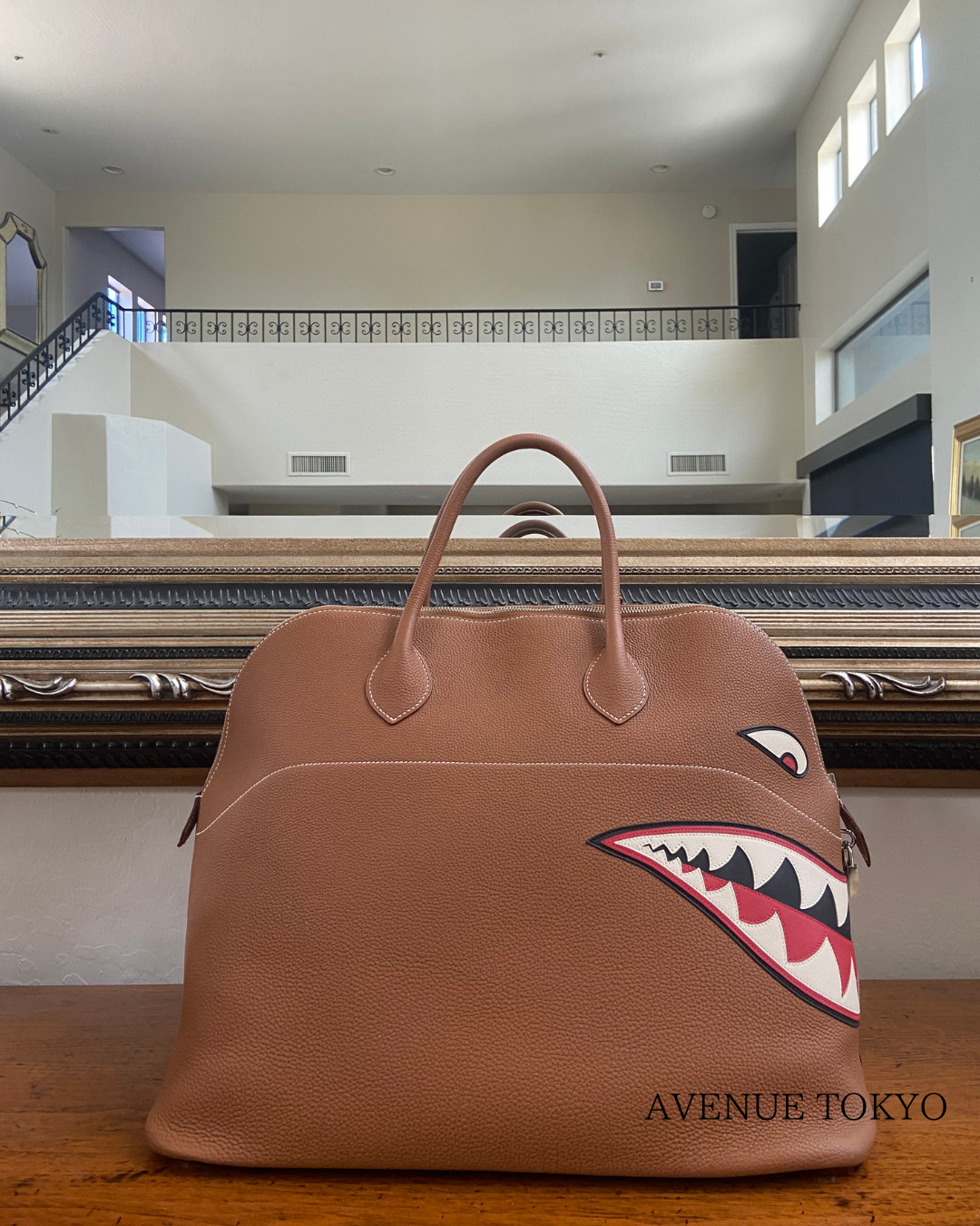 HERMES LIMITED EDITION BOLIDE 45 SHARK GOLD TOGO SILVER HARDWARE