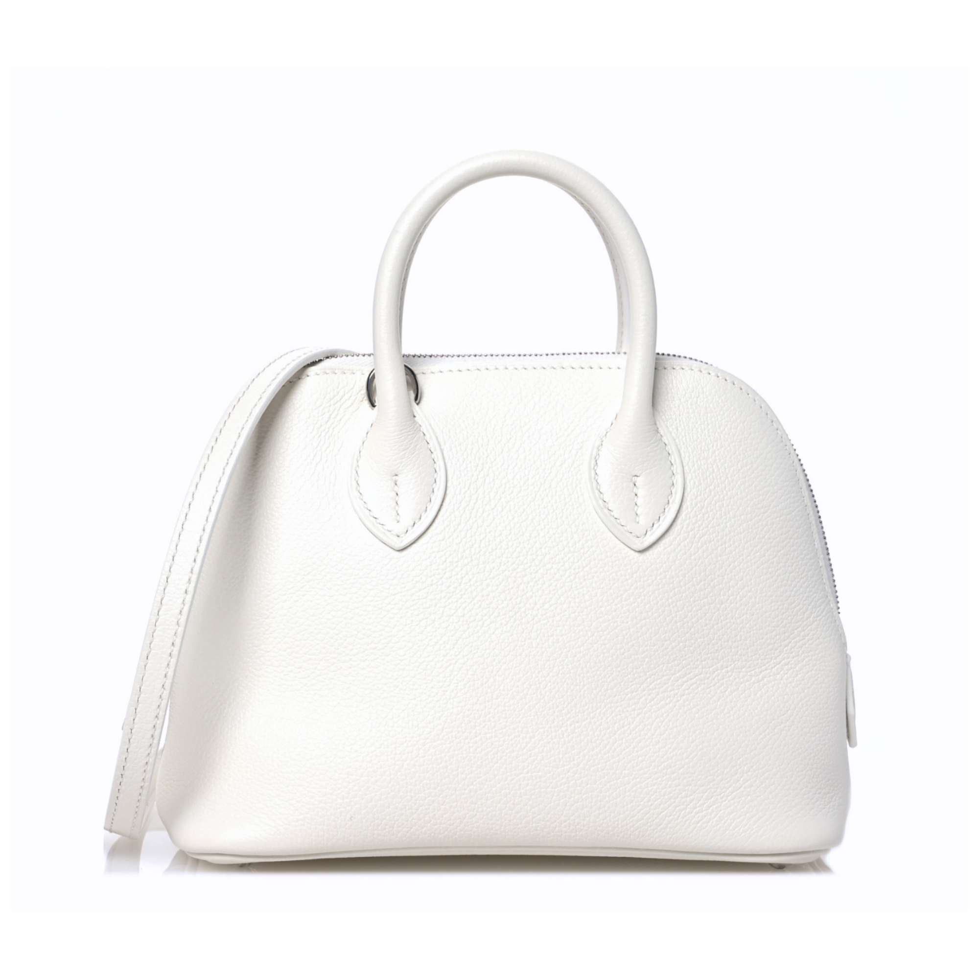 HERMES MINI BOLIDE 1923 WHITE EVERCOLOR SILVER HARDWARE