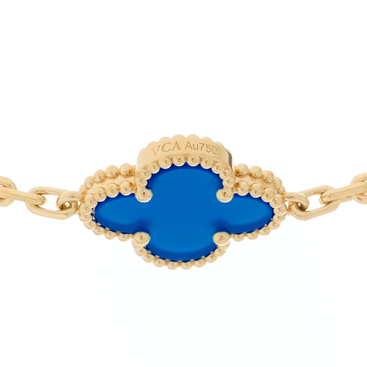 ヴァンクリーフ&アーペル ヴィンテージアルハンブラ 10モチーフ ネックレス ブルーアゲート 18K イエローゴールド VAN CLEEF & ARPELS VINTAGE ALHAMBRA 10 MOTIFS NECKLACE BLUE AGATE 18K YELLOW GOLD