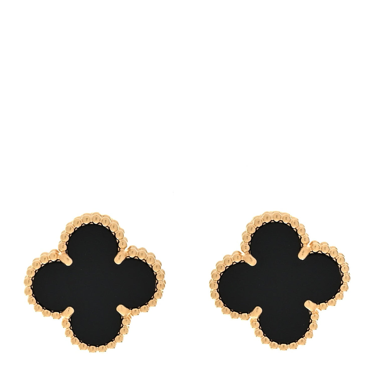 Van Cleef & Arpels Vintage Alhambra Earrings, Black Onyx, 18K Yellow Gold