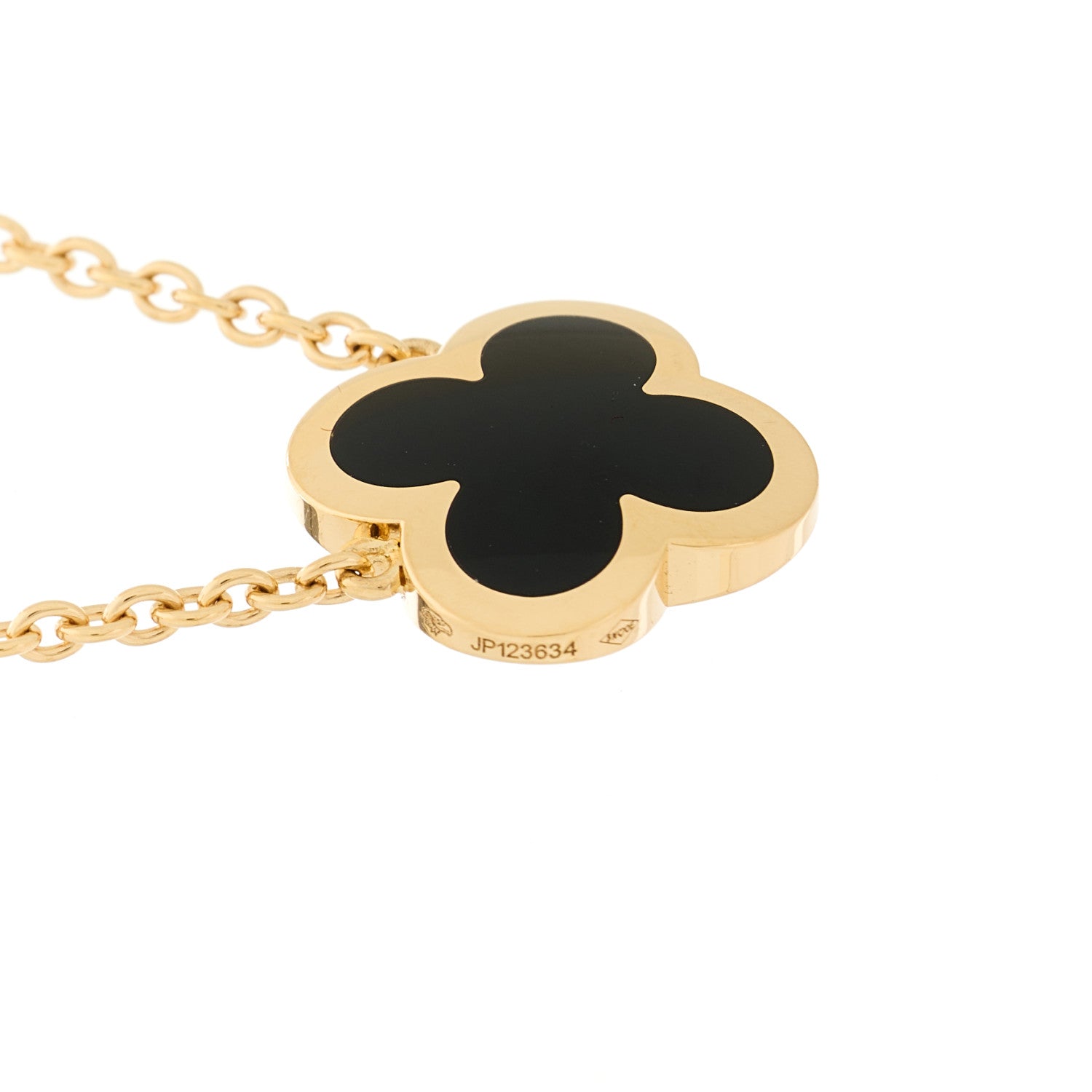 Van Cleef & Arpels 18K Yellow Gold Black Onyx Pure Alhambra Pendant Necklace