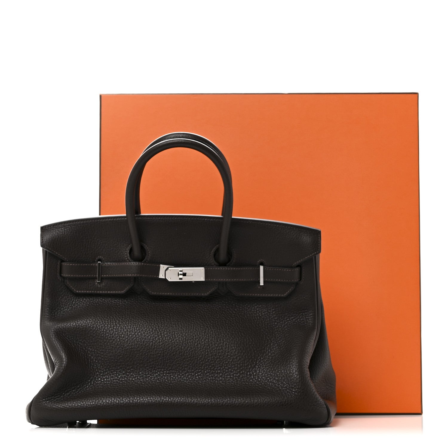 HERMES BIRKIN 35 CHOCOLATE TOGO SILVER HARDWARE