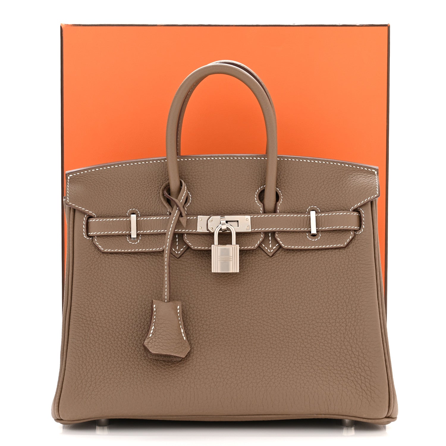HERMES BIRKIN 25 ETOUPE TOGO SILVER HARDWARE