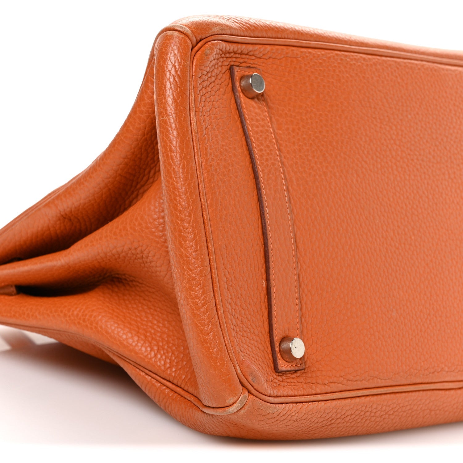 HERMES BIRKIN 35 ORANGE TAURILLON CLEMENCE SILVER HARDWARE