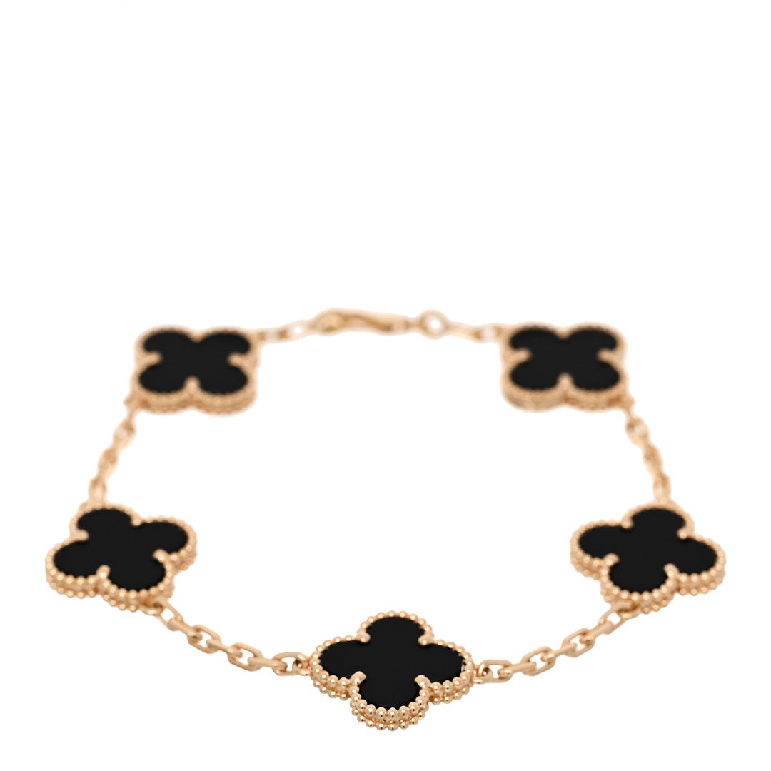 ヴァンクリーフ&アーペル ヴィンテージアルハンブラ 5モチーフ ブレスレット ブラックオニキス 18K イエローゴールド VAN CLEEF & ARPELS VINTAGE ALHAMBRA 5 MOTIFS BRACELET BLACK ONYX 18K YELLOW GOLD