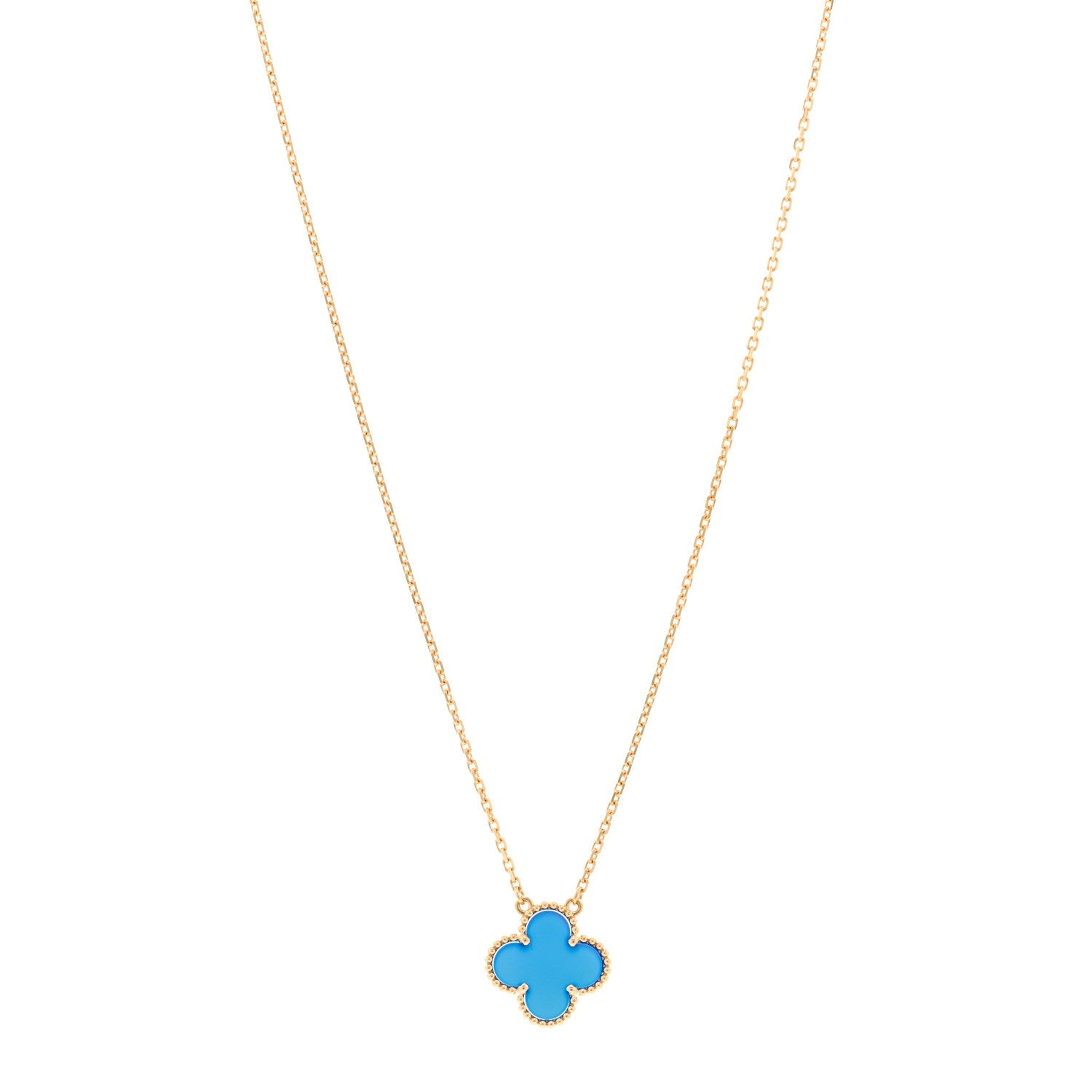 ヴァンクリーフ&アーペル ヴィンテージアルハンブラ ペンダントネックレス ブルーアゲート 18K イエローゴールド VAN CLEEF & ARPELS VINTAGE ALHAMBRA PENDANT NECKLACE BLUE AGATE 18K YELLOW GOLD