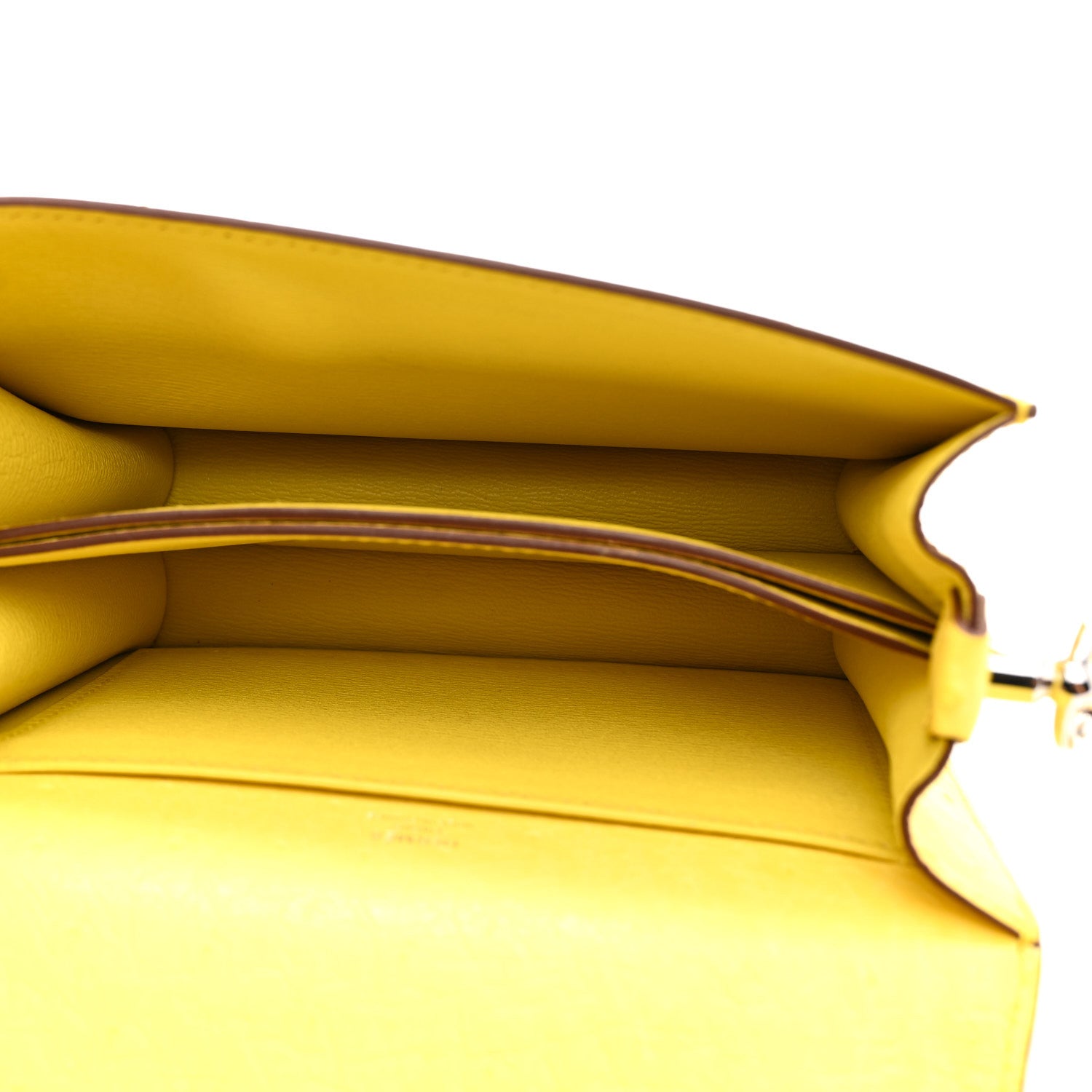 HERMES MINI ROULIS JAUNE CITRON OSTRICH SILVER HARDWARE