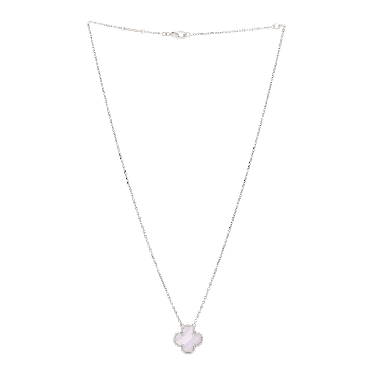 ヴァンクリーフ&アーペル ヴィンテージアルハンブラ ペンダントネックレス カルセドニー 18K ホワイトゴールド VAN CLEEF & ARPELS VINTAGE ALHAMBRA PENDANT NECKLACE CHALCEDONY 18K WHITE GOLD