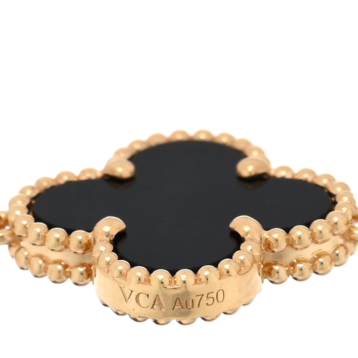 Van Cleef & Arpels 18K Yellow Gold Black Onyx 5 Motif Vintage Alhambra Bracelet