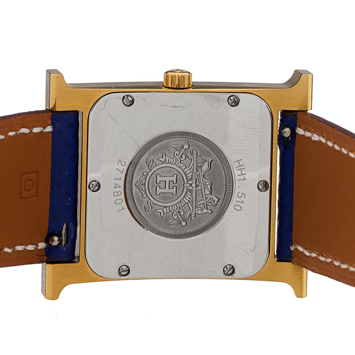 HERMES H WATCH 26mm STAINLESS STEEL BLEU ELECTRIQUE EPSOM