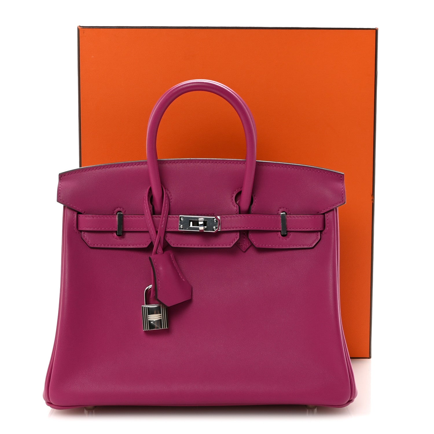 HERMES BIRKIN 25 ROSE POURPRE SWIFT SILVER HARDWARE
