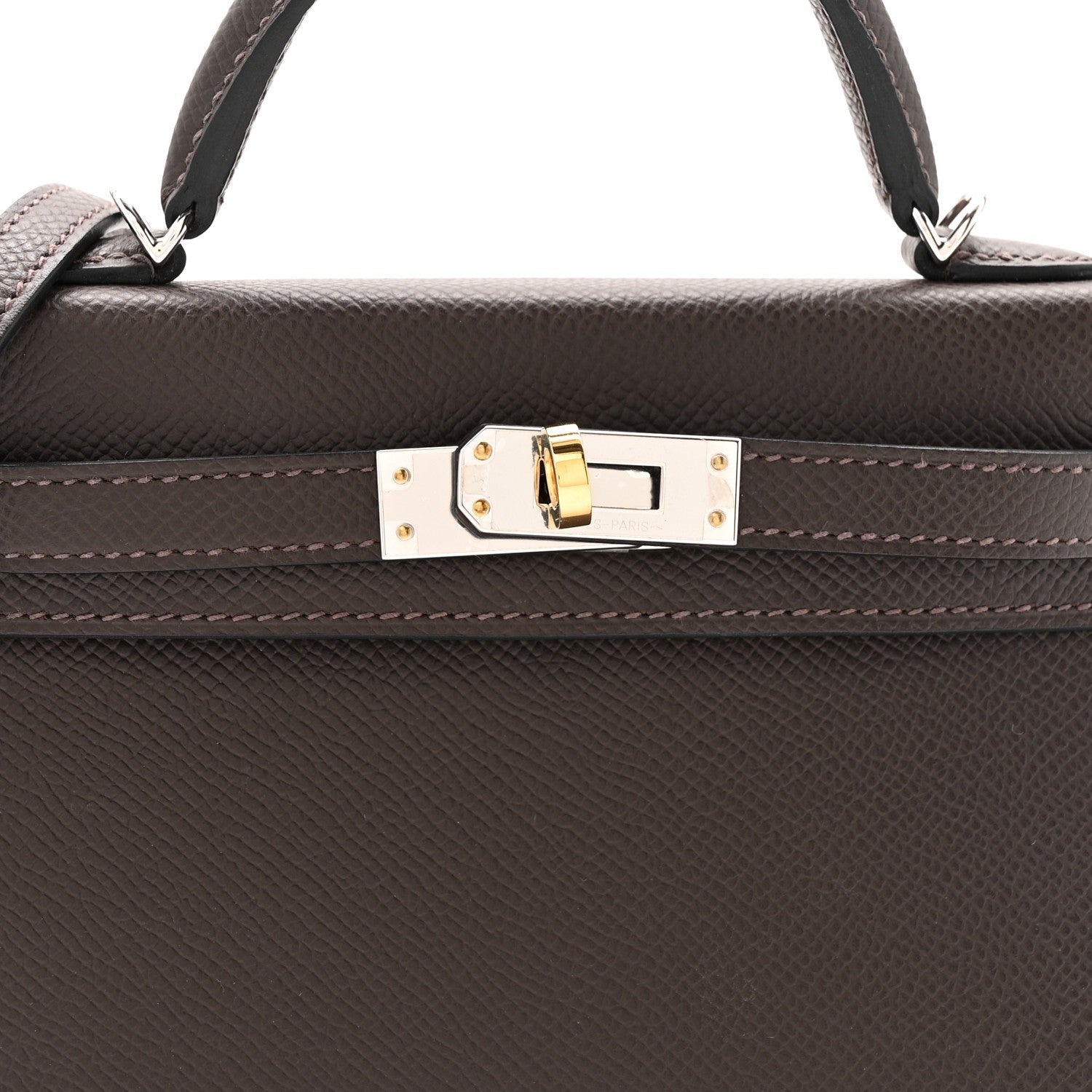Hermes Mini Kelly 20 Sellier Ebene Epsom Electrum Hardware Gold Hardware/Silver Hardware