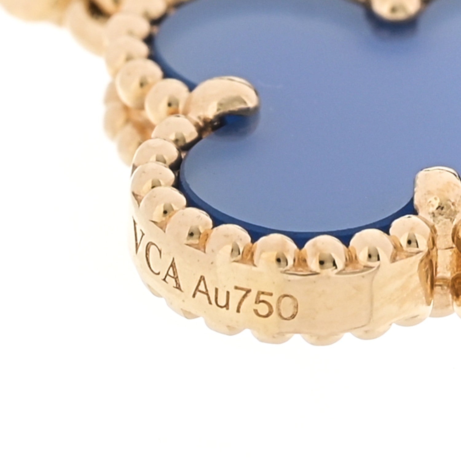 Van Cleef & Arpels 18K Yellow Gold Blue Agate 5 Motif Vintage Alhambra Bracelet