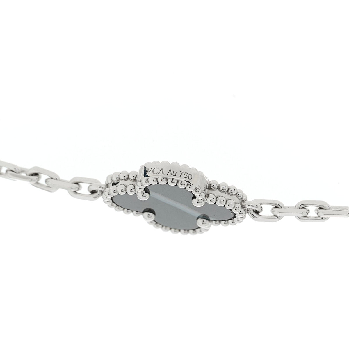 Van Cleef & Arpels Vintage Alhambra 20 Motifs Necklace, Black Onyx, 18K White Gold